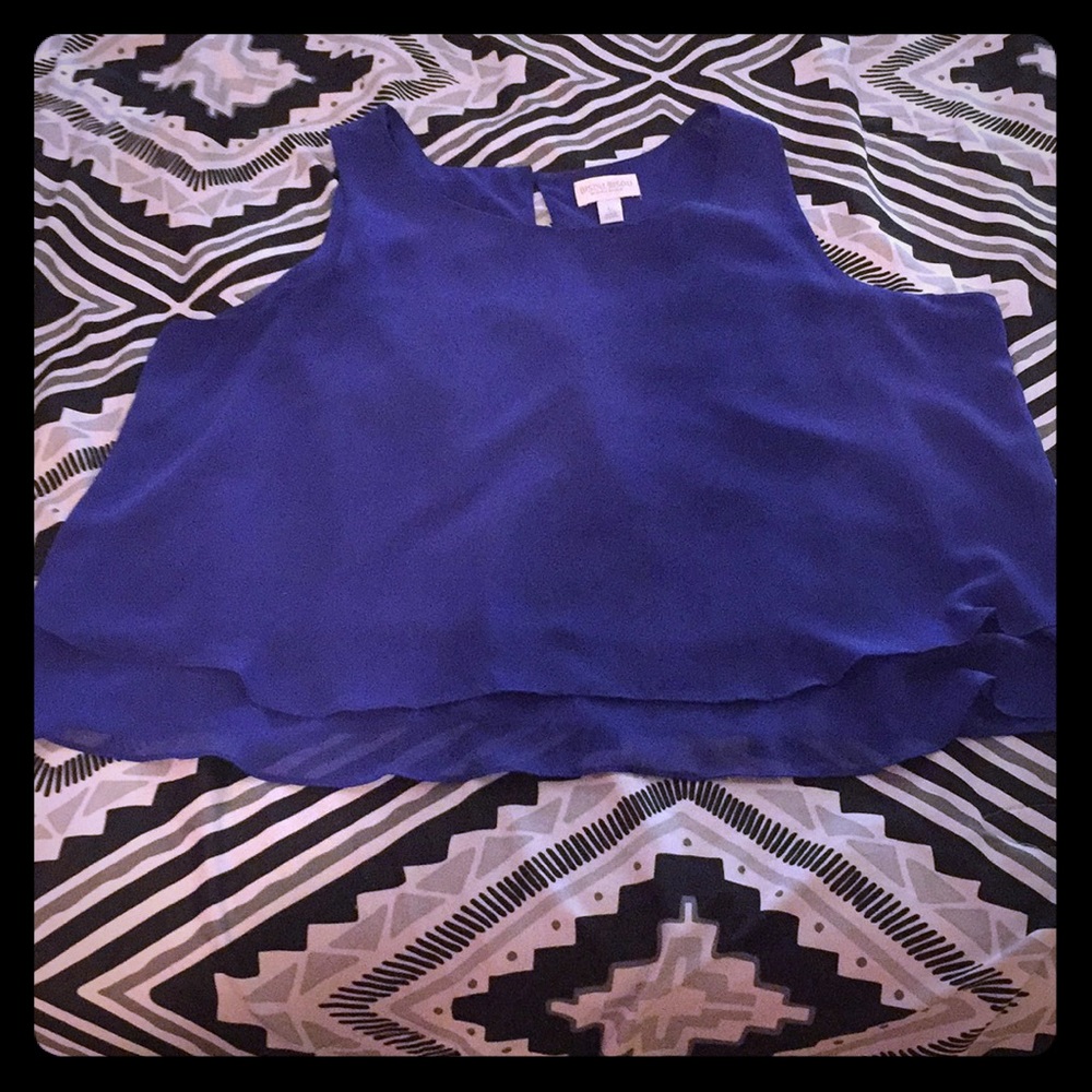Bisou Bisou size L blue sleeveless two-tiered top